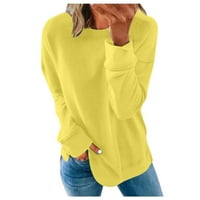 Хомчи Пуловер върхове за жени тениска мода случайни редовен кръг врата плътен цвят Дълъг ръкав