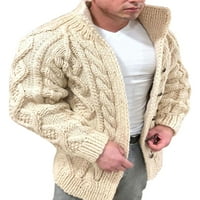 Voguele Men Cardigan пуловер с дълъг ръкав палто отворено предно изстрелване Зимно топло яке Кокшини сиво 4xl
