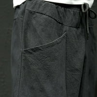 Мъжки ежедневни панталони Мъжкият прав памук спално бельо седем панталони летни ежедневни панталони Мъжки дишащи панталони