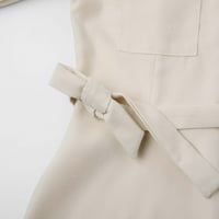 Gotyou облича женски небрежен джоб бутик кадифе с дълъг ръкав твърд цвят рокля бежово xxl