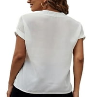 Voguele дамски върхове с къс ръкав блуза масивни цветни ризи празнична туника риза свободно бяло s