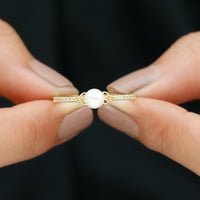 Сладководна перлен келтски пръстен на Pearitaire с диамант, 14k жълто злато, САЩ 11.00