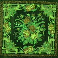 Ahgly Company Indoor Medallion Green French Area Rugs, 2 '3'