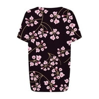 Qilakog летни ежедневни тениски за жени Печат с къси ръкави v Врат свободно годни, дами салон Пуловер върхове евтин, женски основни блузи и ризи, върхове на танк, тениск?