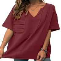 Frontwalk дамски ежедневни разхлабени тениски джобни плътни цветове ежедневна блуза къса ръкав лято основни тениски