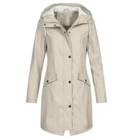 HGW палта за жени плюс размер женски твърд цвят дъждовно яке на открито качулка водоустойчиво ветроустойчиво дълго палто