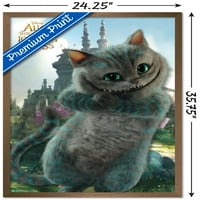 Disney Alice през изглеждащ стъклен плакат за стена на Chessur, 22.375 34