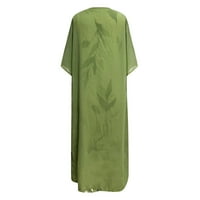 Жени лятна ежедневна рокля ваканция флорален шифон без ръкави макси рокля две сет рокли жилетка зелено xxxl