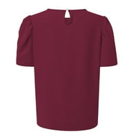 Дамски Сгънете Къс Ръкав Екипажа Врата Цвете Печатни Тениска Топ Ежедневни Тънки Ризи Тениска Блуза