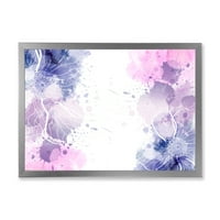 Дизайнарт розово и лилаво абстрактно с цветни пръски и модерен арт принт в рамка