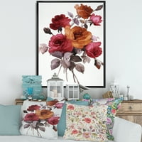 Дизайнарт 'Реколта червени и оранжеви рози' традиционна рамка платно за стена арт принт