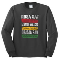 Дивата Боби Роза сет Мартин ходеше Обама управляваше риза с дълги ръкави с черна гордост, въглен, малък