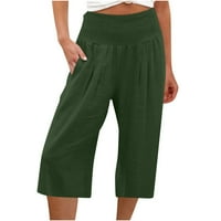 Дамски плюс размери панталони под $ женски разхлабени панталони с крак с висока талия прави панталони ежедневни панталони зелени XL
