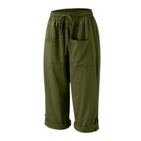 Дамски еластични талия анцуг удобни панталони лятна мода панталони за дами разхлабени панталони Салон Дълги основни обикновен панталони тренировка зелен ХХХЛ