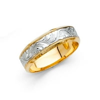 Бижута от lux14k златен кръг кубичен циркония бял и жълт пръстен с два тона гравиране годишнина сватбена лента с размер 9