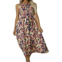 Летни рокли за жени тропически печат слънчеви рокли с висока талия с разцепване на мади рокля alsol lamesa