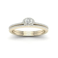Империал 3 8кт ТДВ диамант 10к жълто злато център камък ореол годежен пръстен комплект