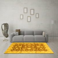 Ahgly Company Indoor Rectangle Oriental Yellow Traditional Area Rugs, 6 '9'