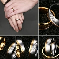 Biplut Fashion Gold Plated Titanium Steel Lover Ring Wedding Band Bridal Jewelry Gift