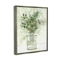 Ступел индустрии билка растителна подреждане ваза графично изкуство блясък сив плаваща рамка платно печат стена изкуство, дизайн от Карол Робинсън