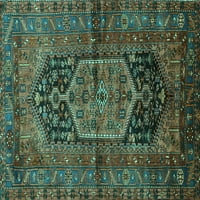 Ahgly Company Indoor Square Persian Turquoise Blue Traditional Area Cugs, 8 'квадрат