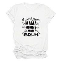 Дамски модни ежедневни с къс ръкав Ден на майката печат тениска топ блуза лека за жени памук Спанде Дамски Ризи