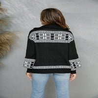 Женски печат дъно Разхлабено тънко есен и зимен цип плетещ пуловер Лапето пуловер пуловер яке женски S-XL