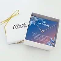 Анавия Честит 50-ти рожден ден подаръци от неръждаема стомана модна огърлица карта за рожден ден бижута подарък за нея, подарък за рожден ден за баба-[Розово злато мини кристално сърце, синьо-оранжева подаръчна
