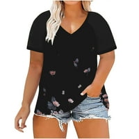 Плюс размери върхове за жени летни ризи с къс ръкав ежедневни флорални печатни туники върхове обличане на свободни годни блузи