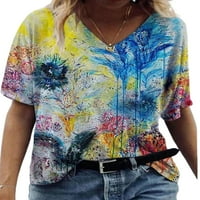 Tapsier жени с къс ръкав тениски ежедневни сладки печатни блузи върхове небето синьо 2xl