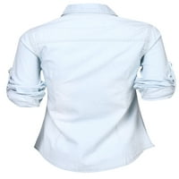 Жени модни дънкови блузи меки ризи с дълги ръкави тънки върхове