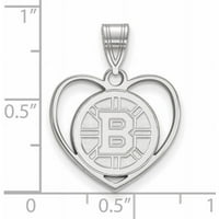 Логоарт стерлингов сребърен родий-поставен NHL Boston Bruins висулка в сърцето