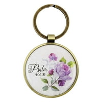 Бъдете неподвижни и знайте - Псалм 46: Purple Rose Keychain Keyring аксесоар за жени