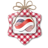 Коледна украса Инфинити знамена САЩ и Виена област Австрия Червен кариран Неонблон