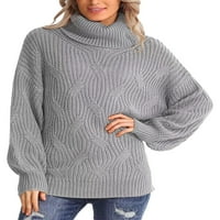 Diconna жени сладък пуловер от костенурка плъзгач плъзгащ се плътен цвят дълъг ръкав върхове плетка за есенно топло улично облекло
