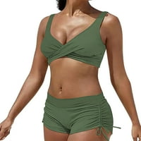 Aayomet Ladies Summer Colorful Boxer Print Beach Split Bikini Junior Bothing Suits Shorts, Green Grag