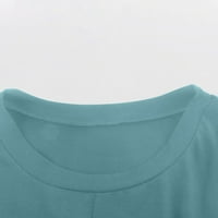 Huachen Women's Summer Round Neck Solid Color T Wist с къс ръкав тениска