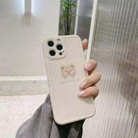 Съвместим с iPhone Pro Case Сладък боядисан дизайн кафява мечка с бузи за жени момичета Модна тънка мека гъвкава TPU каучук за iPhone Pro ,, F177778