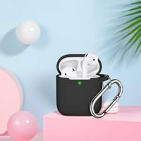 Калъф за калъф AirPods с ключодържател, пълен защитен силиконов Airpods аксесоари Кожен капак за жени момиче с Apple Airpods безжично зареждане на калъф, предния светодиод-черен