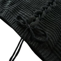 Красив женски изрязан пуловер дълъг ръкав отвор кабел Дантела нагоре Готически върховете култура