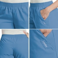 Landau Essentials Отпуснато прилепване 2-джобни еластични скраб панталони за жени 8327