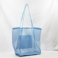 Kripyery рамо чанта кукче голям капацитет пространство за спестяване на вътрешен цип джобни двойни дръжки Съхранение преносима ежедневна мрежа за плажна мрежа тотална чанта за външен аксесоар