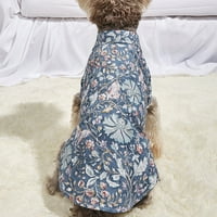 Jiaroswwewei дрехи за домашни любимци етнически стил избледняване-устойчив полиестер лятно куче ретро печат 2-краен риза за домашни любимци