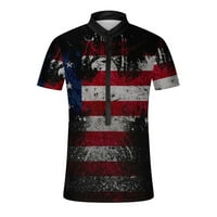 Cllios 4 юли ризи за мъже Патриотични американски флаг отпечатък тениски стилен бутон Up Henley Top Vintage Thrish Short Leste