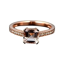 Античен дизайн 1. Карат принцеса отрязана морганит и диамантен годежен пръстен в 10k продажба на розово злато