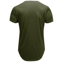 Мъжки твърд цвят прости тениски ежедневни фитнес ризи с кръгла шия лято късо ръкав редовно прилепване на блуза блуза