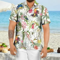 мъжки ризи надолу ежедневни ежедневни Мъжки Ръкав летни тропически ризи Пролет Плаж бутон флорални къси мъжки ризи мъжки ризи бели + и
