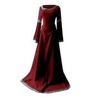 Ziloco с дълъг ръкав V-образно рокля Модна жена есен печат Причинен бутон V-образно деколте с дълъг ръкав рокля 916dress1683, червено, l