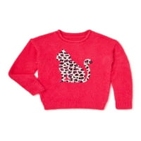 Ник и Лекси Момичета перо меки Пайети Графичен Пуловер пуловер, размери 4-18