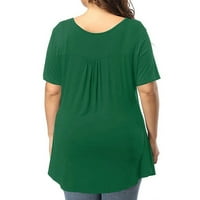 Дамски върхове дамски голям свободен плътно цвят v шия с къса ръкав риза тениски върхове зелени xxxxl